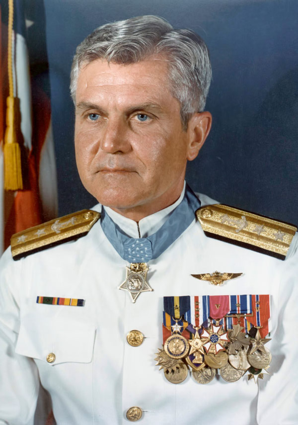 Rear Adm. James B. Stockdale in full dress white uniform. U.S. Navy photo (RELEASED)