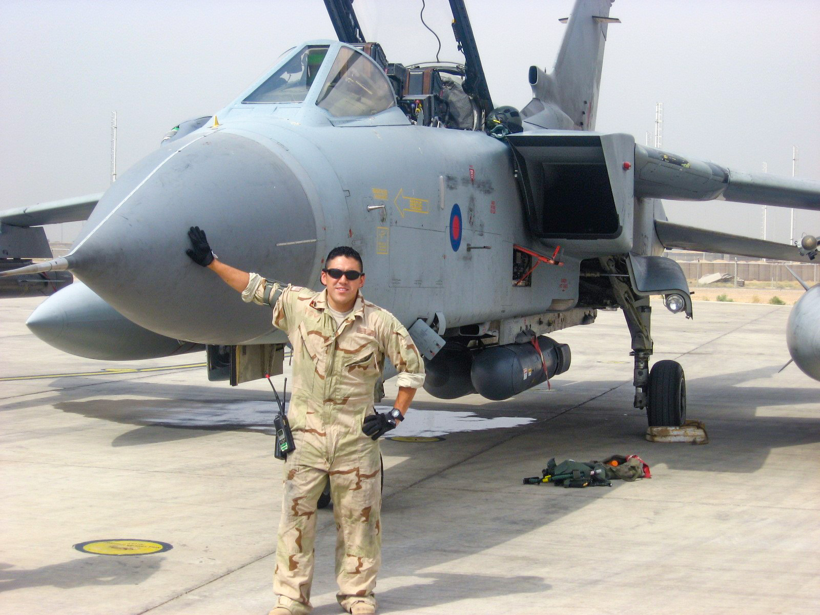 Senior Poveda with the British Tornado.  Photo Courtesy of Senior Master Sergeant Amed Poveda.